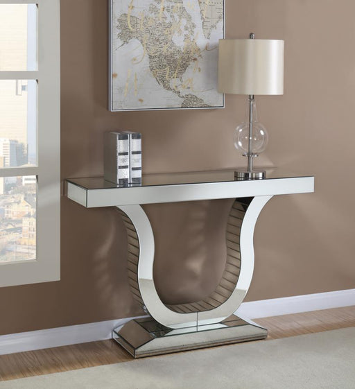 Saanvi - U-Shaped Mirrored Entryway Console Table - Silver - JaxCo Furniture