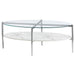 Cadee - Oval Glass Top Coffee Table - White And Chrome - JaxCo Furniture