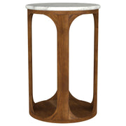 Berkeley - Round Marble Top Side Table - White And Brown - JaxCo Furniture