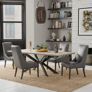 Crossings - Monaco Rectangular Dining Table With 4 Upholstered Chairs - Solid Mango / Dark Gray - JaxCo Furniture
