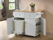 Jalen - 3 Door Mobile Kitchen Cart - Natural Brown And White - JaxCo Furniture