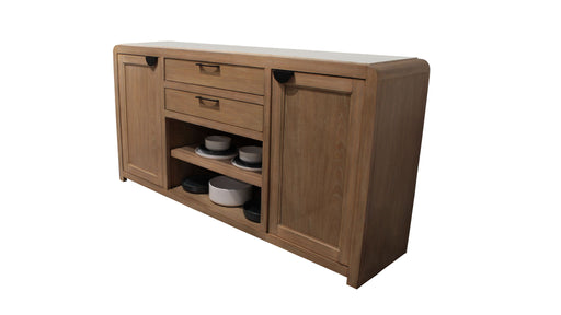 Escape - Dining Buffet Server With Stone Top - Glazed Natural Oak / Natural Cane / Vanilla Bean Stone - JaxCo Furniture