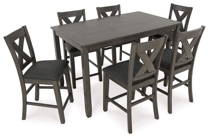 Caitbrook - Gray - Rect Drm Counter Table Set (Set of 7) - JaxCo Furniture