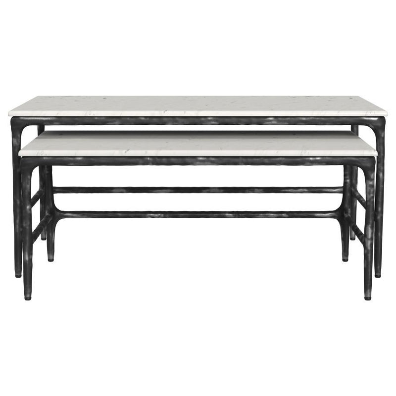 Ebby - 2 Piece Genuine Marble Top Nesting Coffee Tables - White - JaxCo Furniture