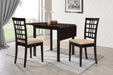 Kelso - 3 Piece Drop Leaf Dining Table Set - Cappuccino - JaxCo Furniture