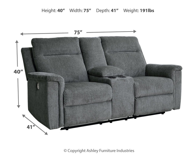 Barnsana - Dbl Power Reclining Loveseat With Console - JaxCo Furniture