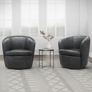 Barolo - 100% Italian Leather Swivel Club Chair (Set of 2) - JaxCo Furniture