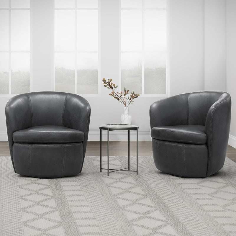Barolo - 100% Italian Leather Swivel Club Chair (Set of 2) - JaxCo Furniture