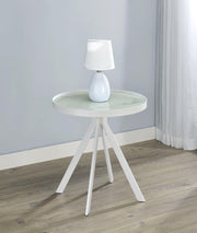 Briggs - Round Marble Printed Glass Top End Side Table - JaxCo Furniture