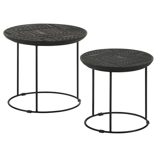 Loannis - 2 Piece Round Mango Wood Nesting Table - Matte Black - JaxCo Furniture