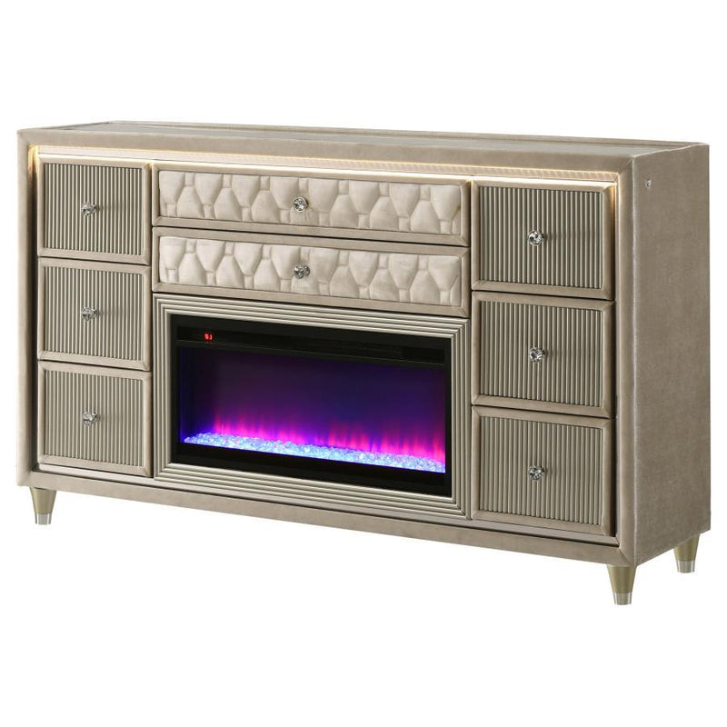 Lorient - 8-Drawer LED Bedroom Flame Box Dresser - JaxCo Furniture