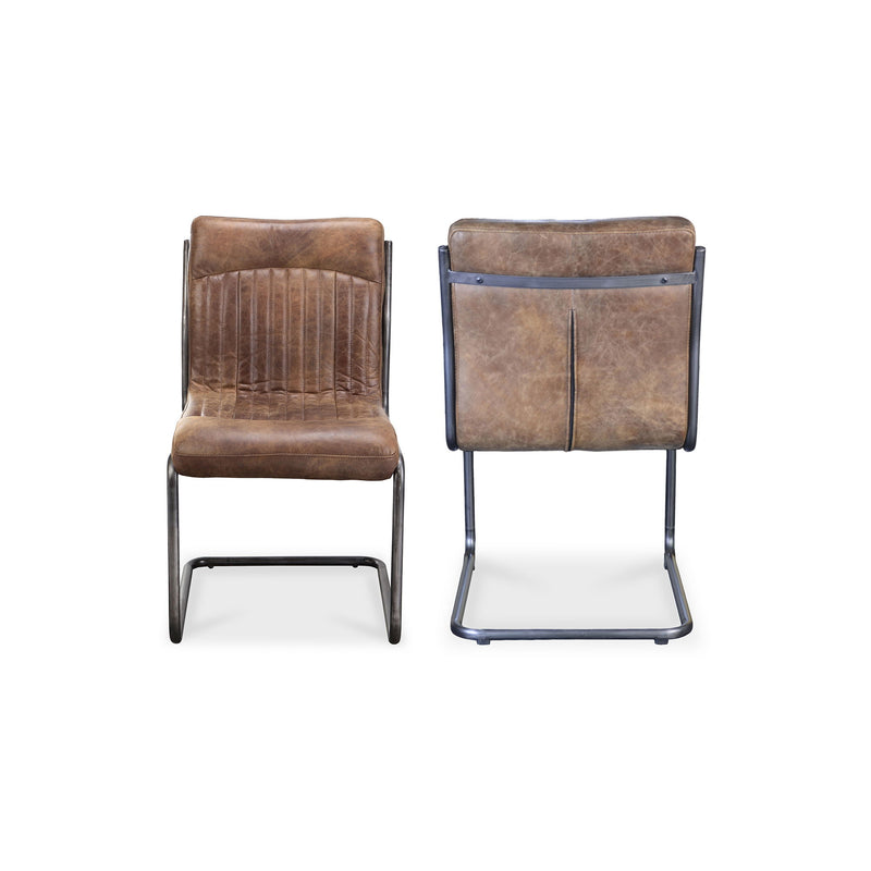 Ansel - Leather Dining Chair (Set of 2) - Grazed Brown - JaxCo Furniture