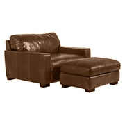 Beckham Chestnut Leather Ottoman - JaxCo Furniture