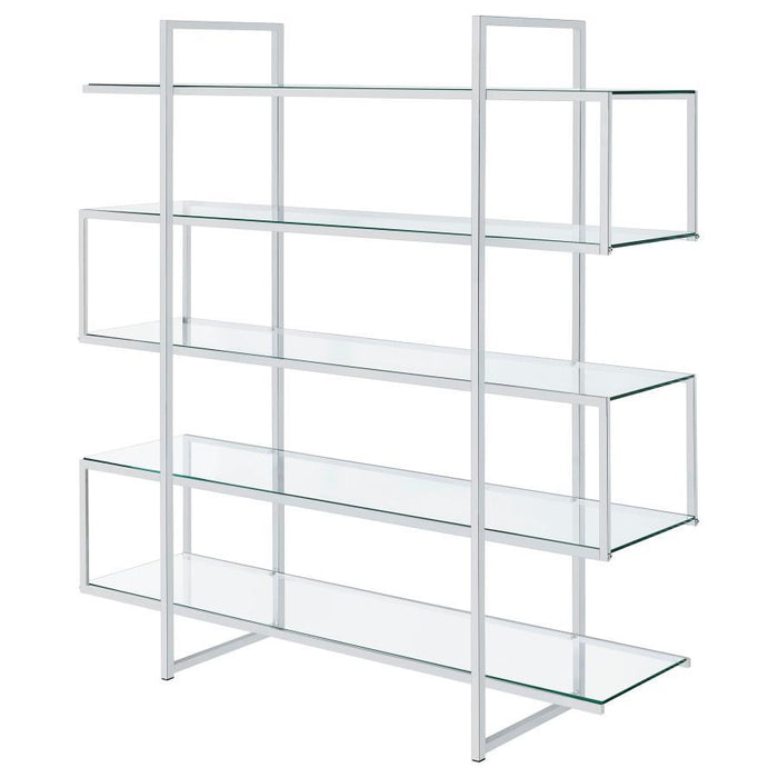 Elmer - 5-Shelf Bookshelf - Clear And Chrome - JaxCo Furniture