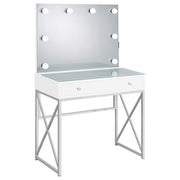 Eliza - Vanity Set With Lighting & Stool - White And Chrome - JaxCo Furniture