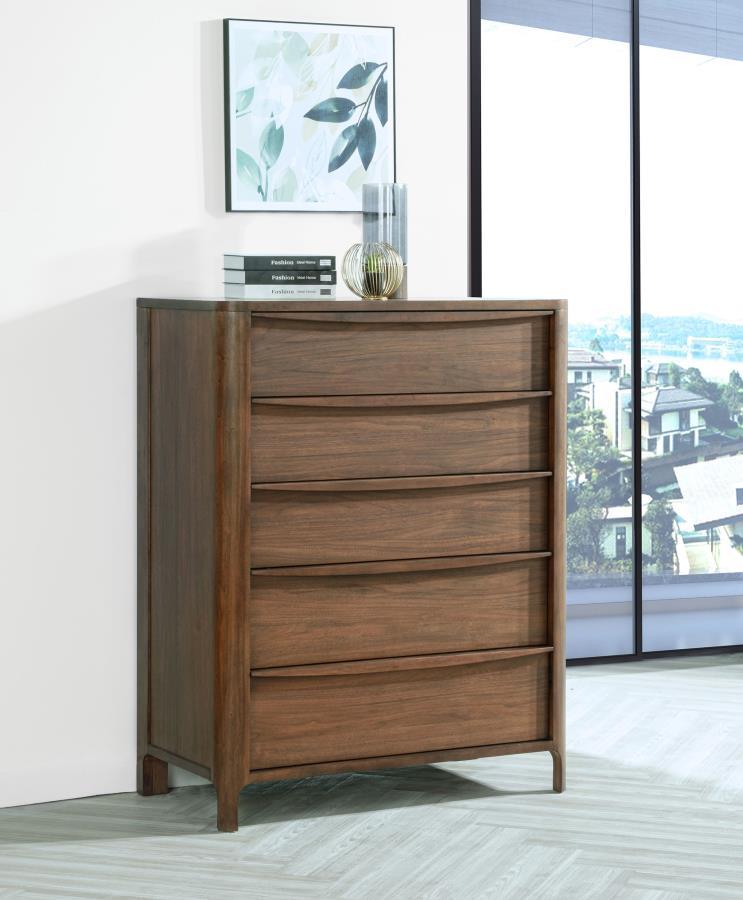 Maderia - 5-Drawer Chest Of Drawers - Walnut - JaxCo Furniture