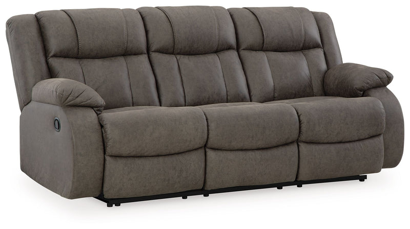 First Base - Gunmetal - Reclining Sofa - JaxCo Furniture