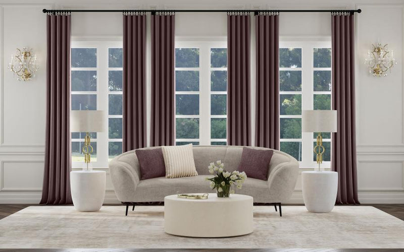 Ellorie - Upholstered Channel Back Curved Sofa - Beige - JaxCo Furniture