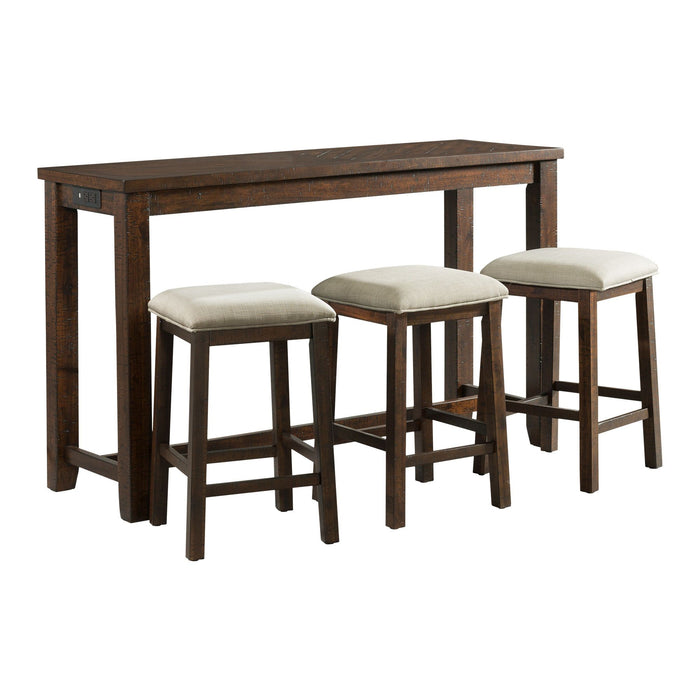 Jax - Bar Table Single Pack (Table + Three Stools) - Dark Walnut - JaxCo Furniture