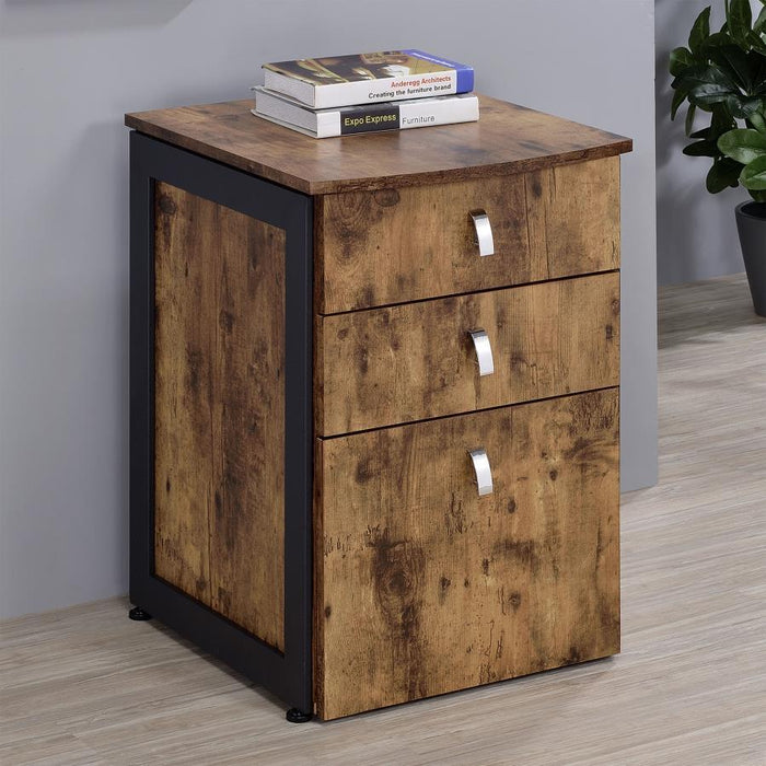 Estrella - 3-Drawer Home Office File Cabinet - Rustic Nutmeg - JaxCo Furniture