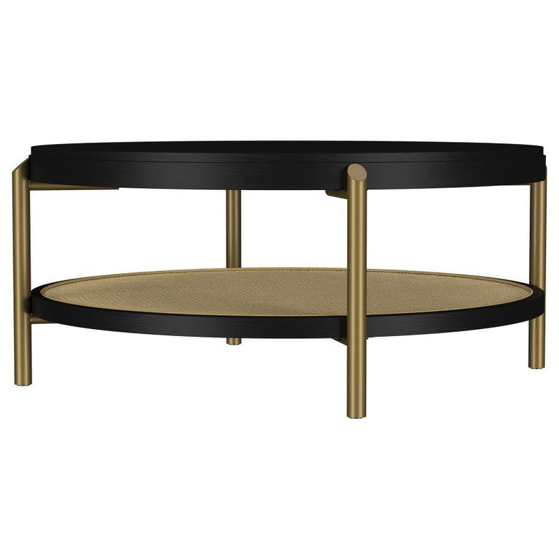 Arini - Round Coffee Table With Storage Shelf - JaxCo Furniture