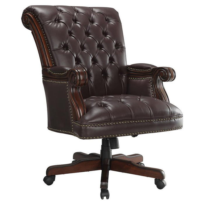 Calloway - Upholstered Executive Office Desk Chair - Dark Brown - JaxCo Furniture