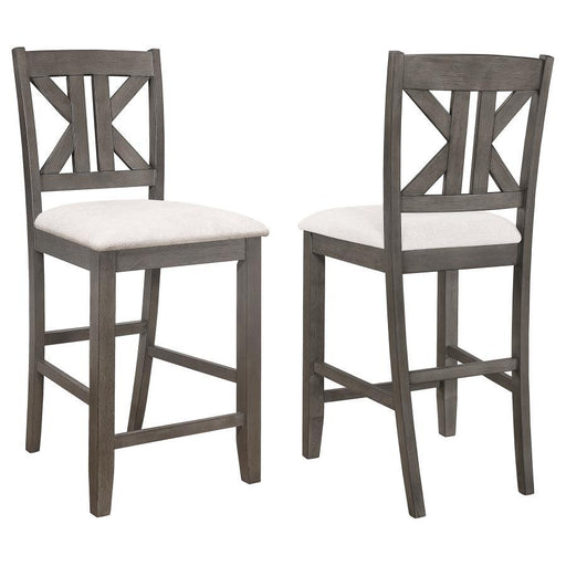 Athens - Wood Counter Chair With Cushion (Set of 2) - Barn Gray - JaxCo Furniture