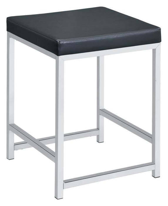 Afshan - Upholstered Square Padded Vanity Stool - Chrome - JaxCo Furniture