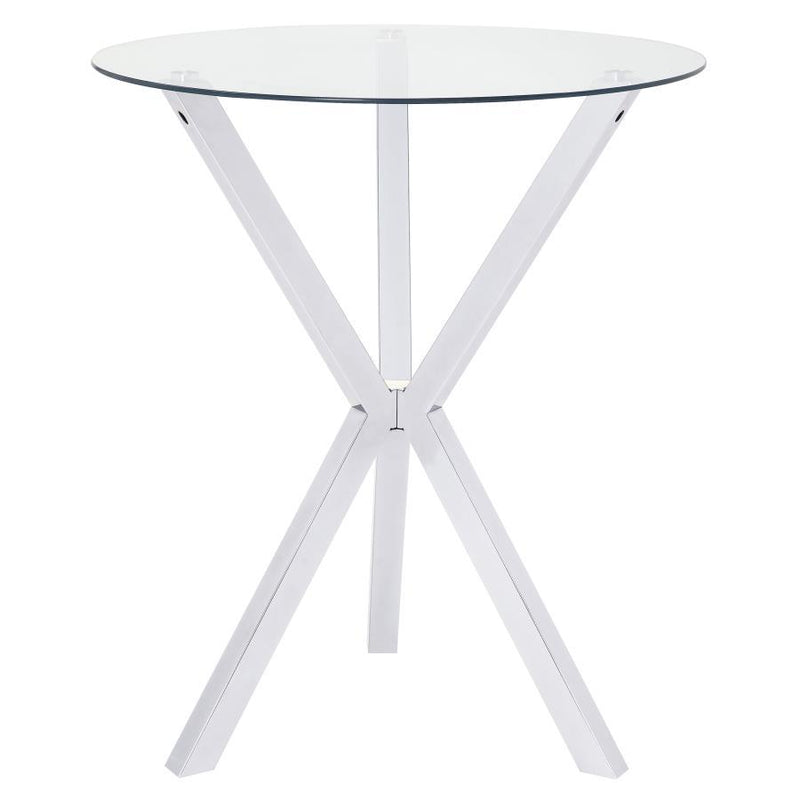 Denali - Round Glass Top Bistro Bar Table - Chrome - JaxCo Furniture