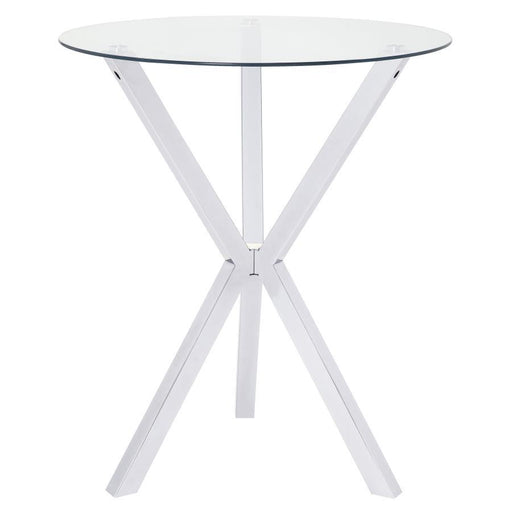 Denali - Round Glass Top Bistro Bar Table - Chrome - JaxCo Furniture