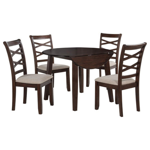 Barton - 5 Piece Round Wood Dining Table Set - Dark Brown - JaxCo Furniture