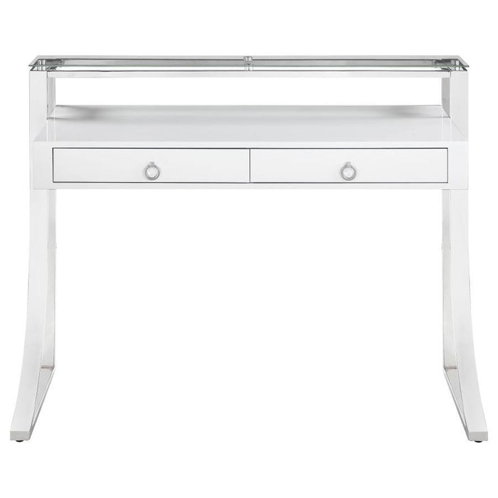 Gemma - 2-Drawer Writing Desk - White High Gloss - JaxCo Furniture