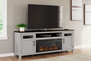 Darborn - Gray / Brown - 88" TV Stand With Electric Infrared Fireplace Insert - JaxCo Furniture