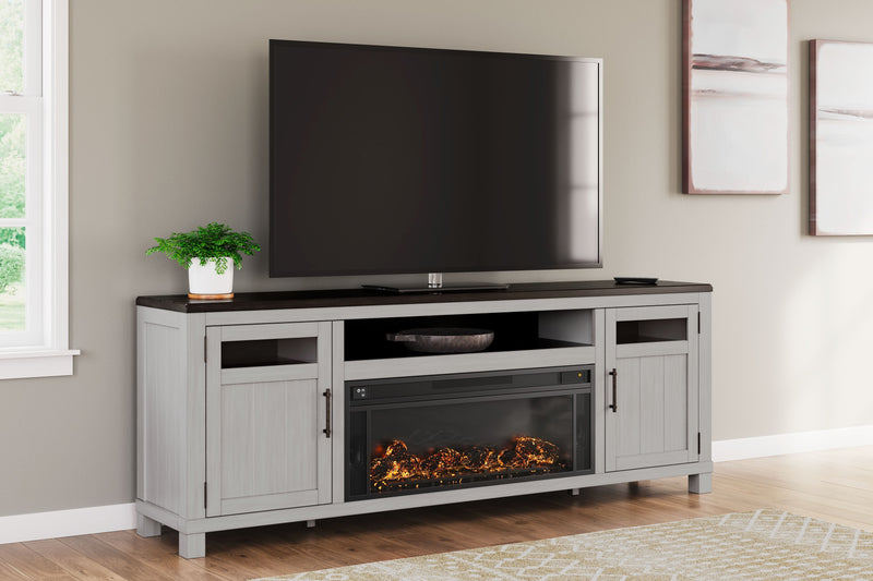 Darborn - Gray / Brown - 88" TV Stand With Electric Infrared Fireplace Insert - JaxCo Furniture