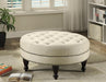 Elchin - Round Upholstered Tufted Ottoman - Oatmeal - JaxCo Furniture