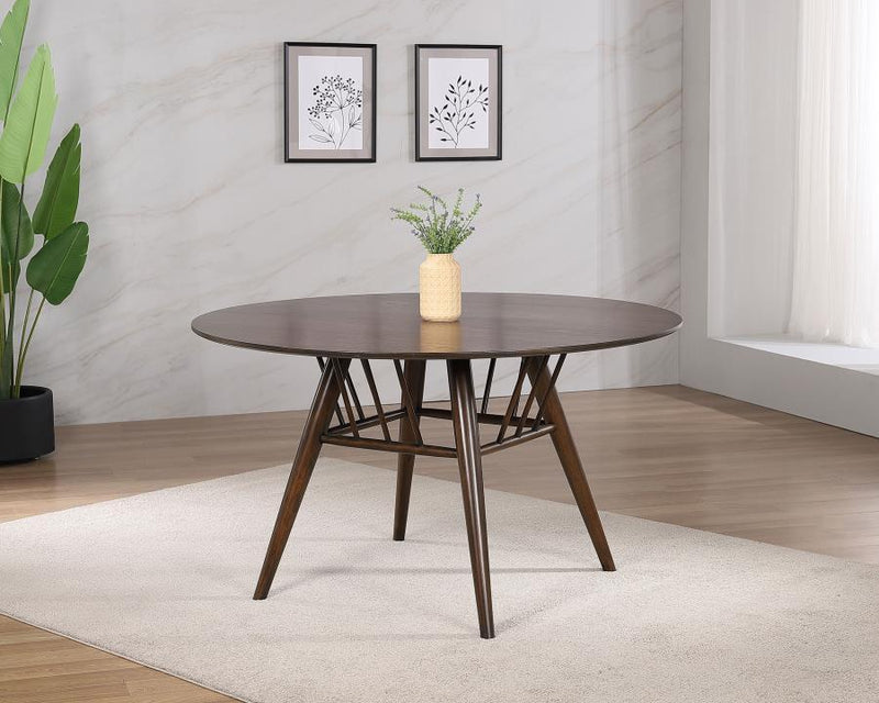 Everton - Round Wood Dining Table - Dark Walnut - JaxCo Furniture