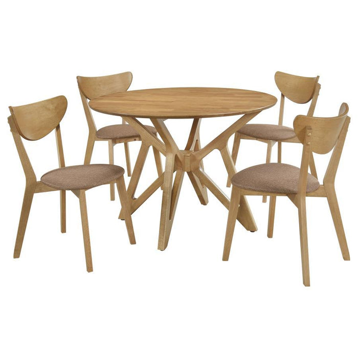 Elowen - 5 Piece Round Solid Wood Dining Set - Light Walnut - JaxCo Furniture