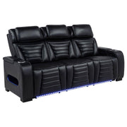 Zuma - Faux Leather Dual Power Reclining LED Sofa - Black - JaxCo Furniture