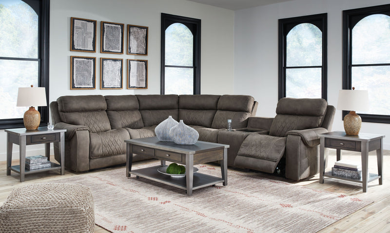 Hoopster - Gunmetal - Zero Wall Power Recliner with Console 6 Pc Sectional - JaxCo Furniture