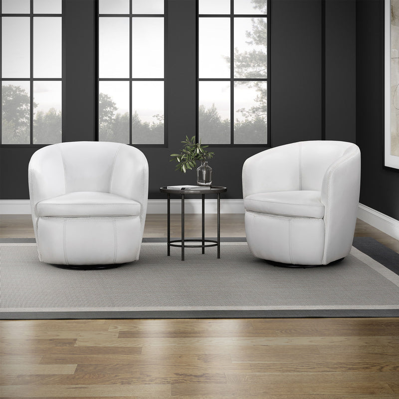Barolo - 100% Italian Leather Swivel Club Chair (Set of 2) - JaxCo Furniture