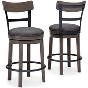 Caitbrook - Gray - UPH Swivel Barstool - JaxCo Furniture