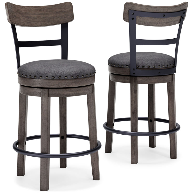 Caitbrook - Gray - UPH Swivel Barstool - JaxCo Furniture