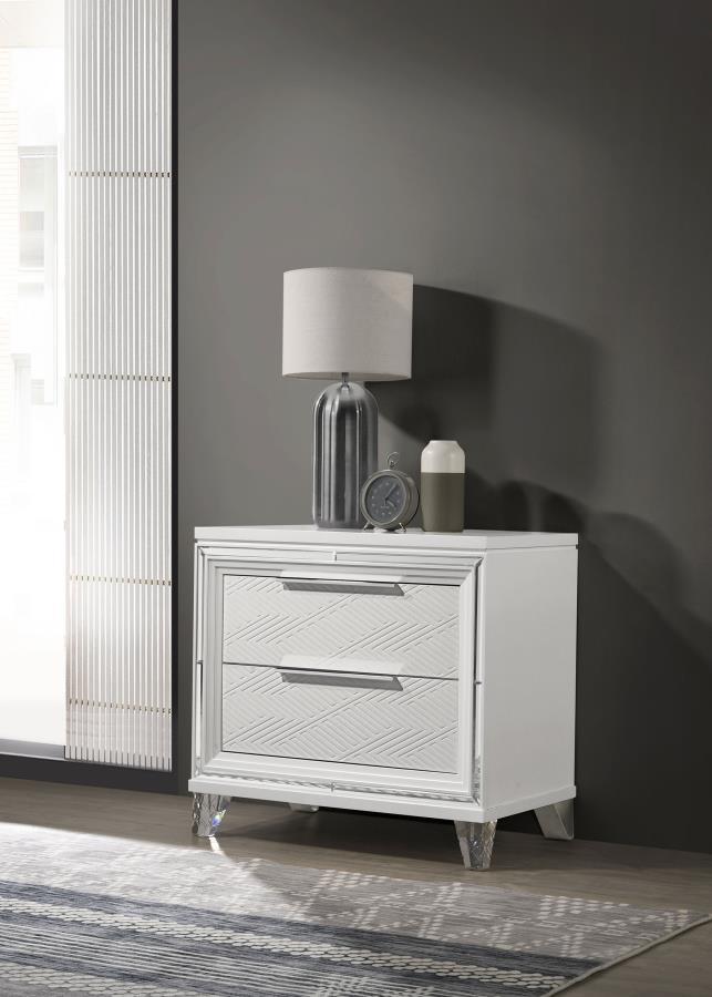 Marmore - 2-Drawer Nightstand Bedside Table - White - JaxCo Furniture