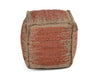 Jafar - Square Handwoven Jute Pouf - Red - JaxCo Furniture