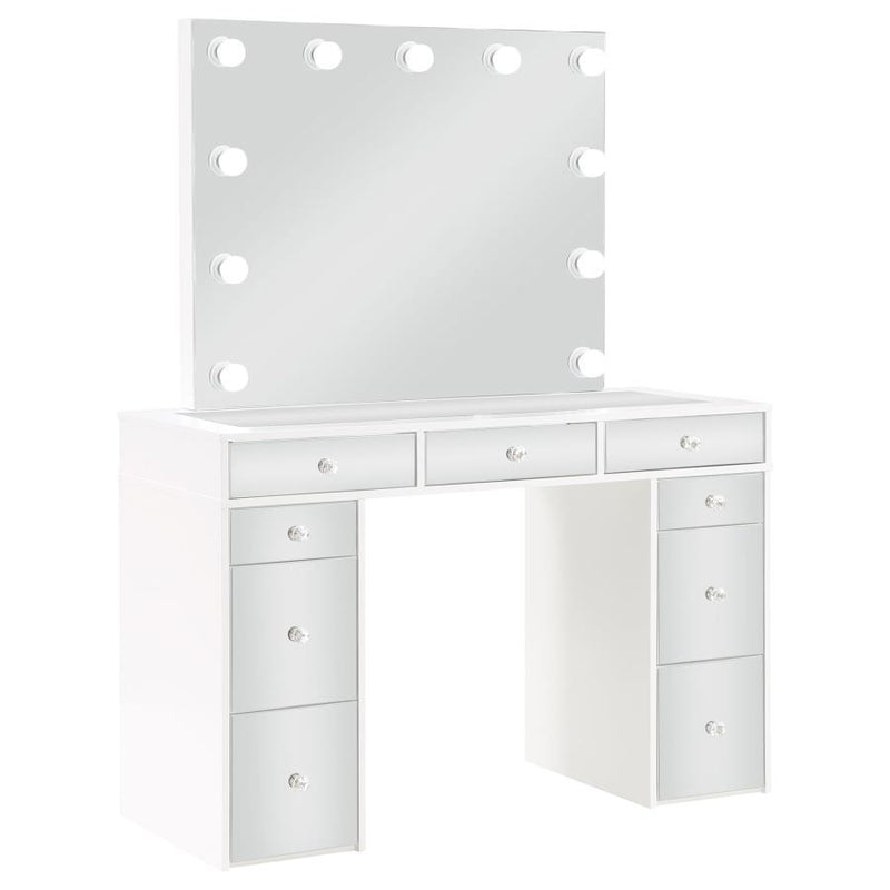 Regina - Makeup Vanity Table Set With Lighting - White - JaxCo Furniture