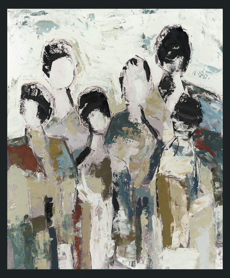 6 People - 48" x 72" Painting By Buddy Whitlock - Light Brown / White - JaxCo Furniture