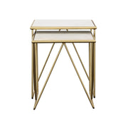 Bette - 2 Piece Marble Top Nesting Table Set - White And Gold - JaxCo Furniture