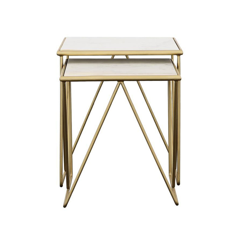 Bette - 2 Piece Marble Top Nesting Table Set - White And Gold - JaxCo Furniture