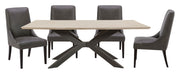 Crossings - Monaco Rectangular Dining Table With 4 Upholstered Chairs - Solid Mango / Dark Gray - JaxCo Furniture