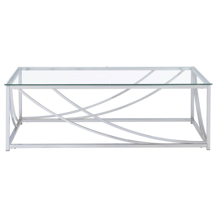 Lille - Rectangular Glass Top Coffee Table - Chrome - JaxCo Furniture